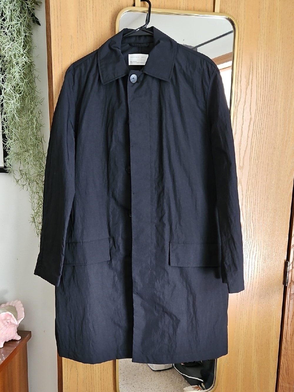 Zara Men's Navy Single-Breasted Trench Coat